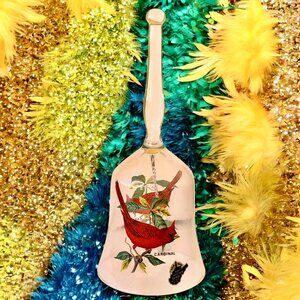 West Virginia Glass Vintage Bell with Ringer Cardinal Birds Sticker